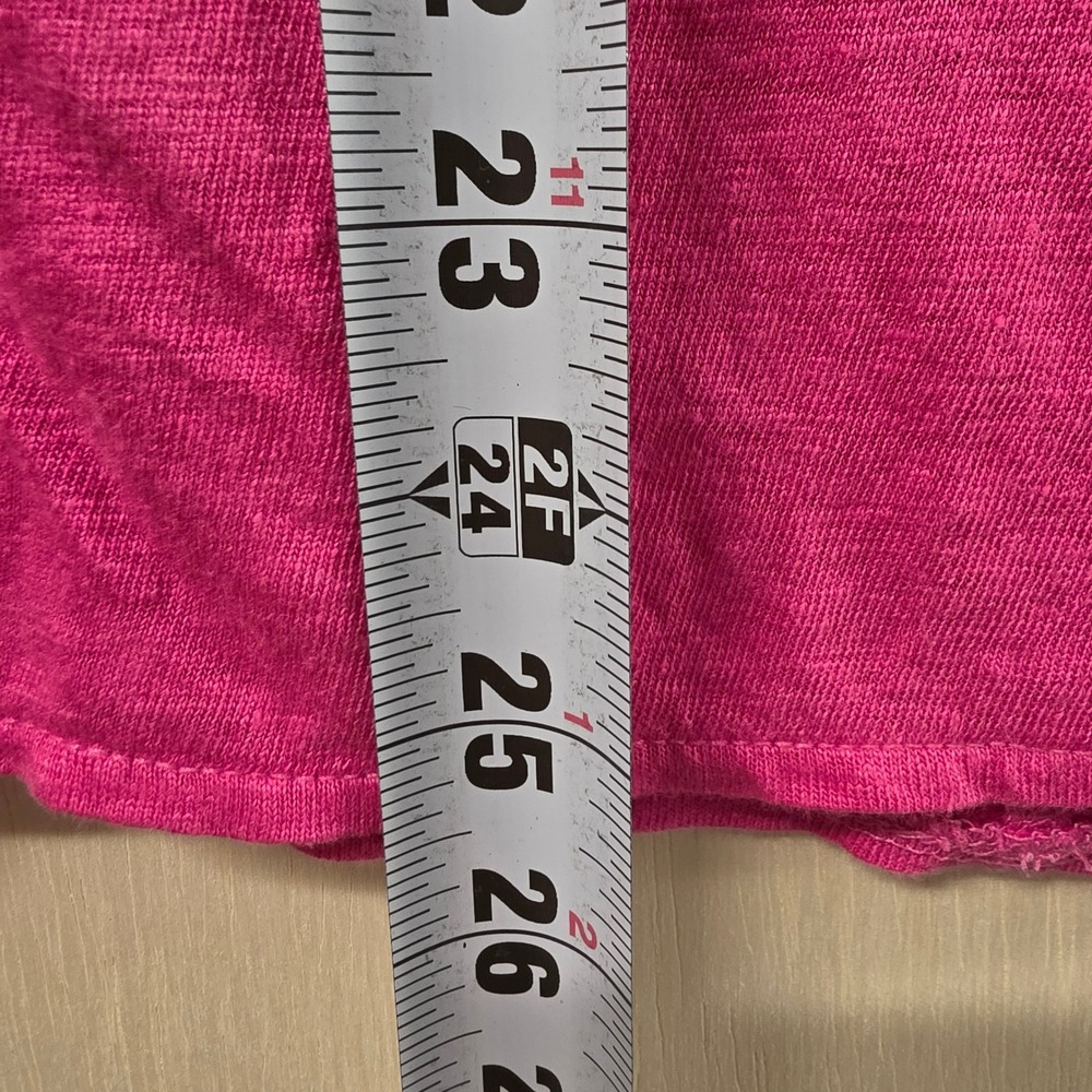 Tahari Womens Pink 100% Linen V-Neck Short Sleeve Seam Detail Top Size L - Picture 6 of 11